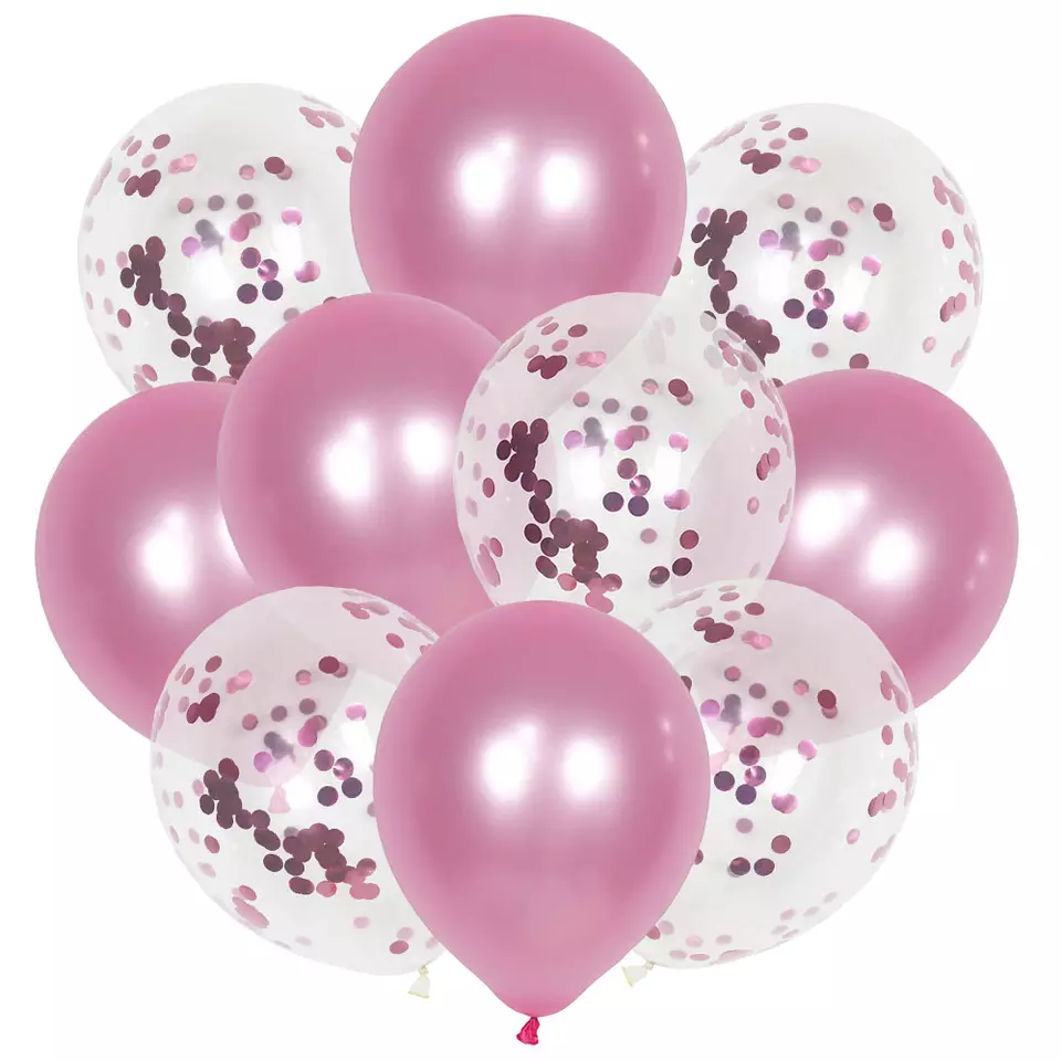 Set 10 baloane cu confetti Set 10 Baloane Cu Confetti, Roz Deschis, 30 cm, Ropet - imagine 1