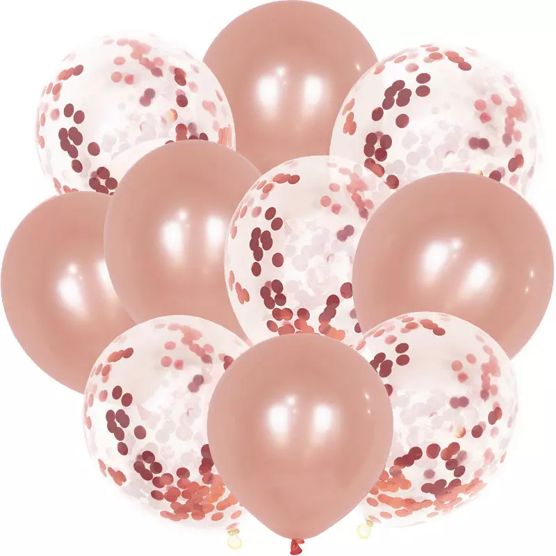 Set 10 baloane cu confetti Set 10 Baloane Cu Confetti, Rose Gold, 30 cm, Ropet - imagine 1