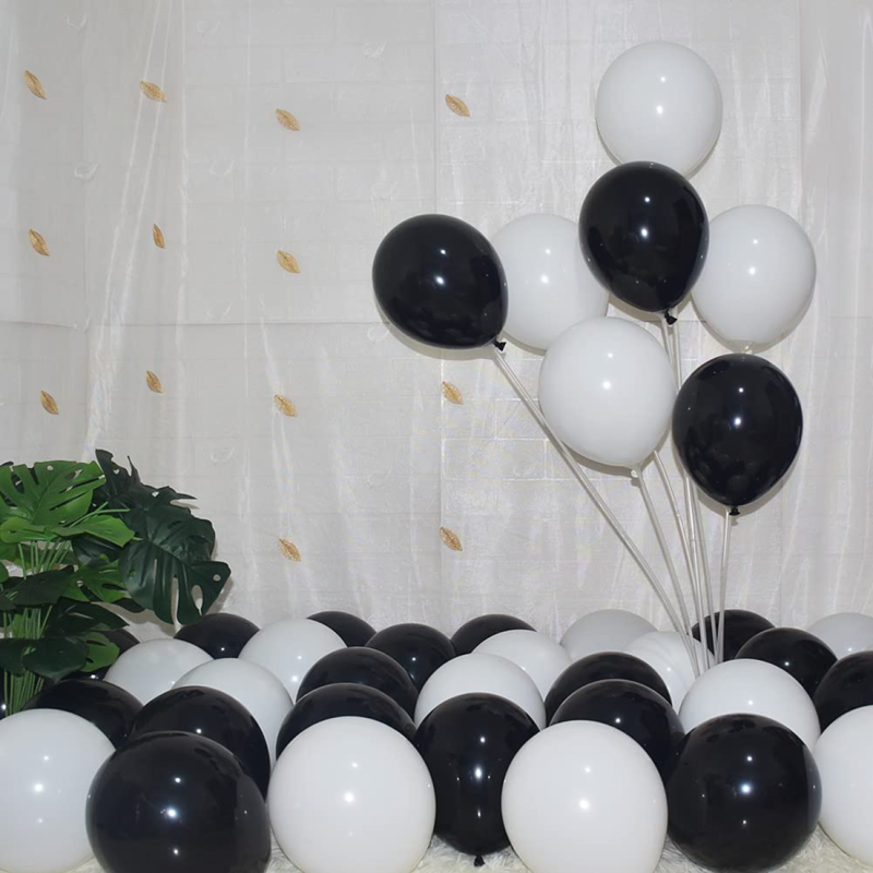 Set 10 Baloane Latex Alb si Negru, 30 cm, Ropet - imagine 3