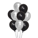 Set 10 Baloane Latex Argintiu si Negru, 30 cm, Ropet