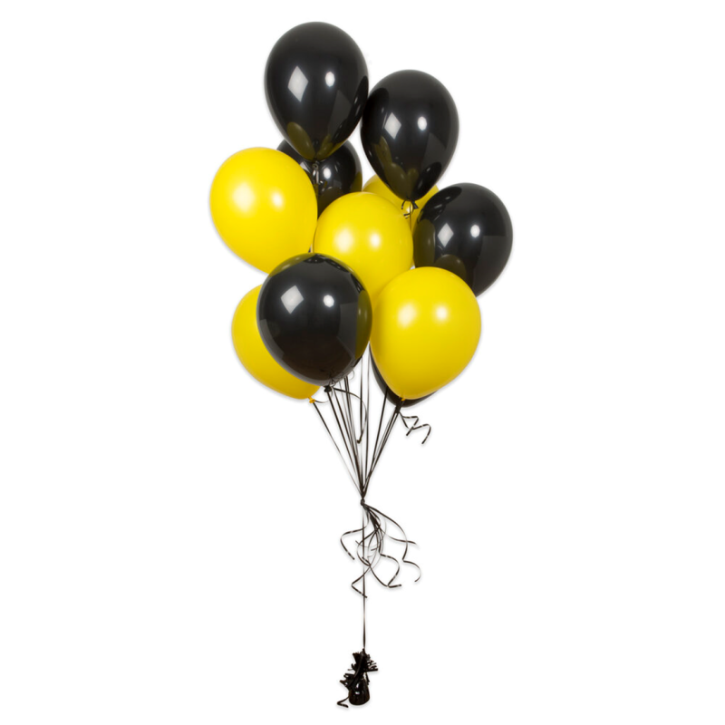 Set 10 Baloane Latex Galben si Negru, 30 cm, Ropet - imagine 2