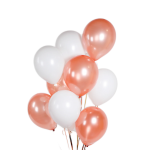 Set 10 Baloane Latex Rose Gold si Alb, 30 cm, Ropet