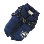 Geaca impermeabila pentru caini cu ham, captusita, cu fermoar, Albastru, Marimea XL, Ropet - imagine 3