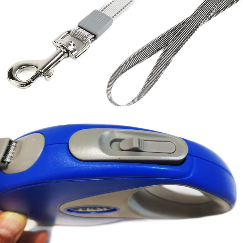 Lesa Retractabila TKM, maner ergonomic, buton franare, cu banda, 3m, Albastru - imagine 5