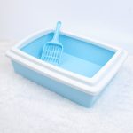 Litiera pentru pisici cu rama, Ropet, 38 x 28 x 10cm, Albastru - imagine 2