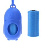 Set 2 role x 15 saci menajeri pentru fecale si dispenser cu agatatoare, pentru caini si pisici, Albastru, Ropet