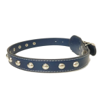 Zgarda Ropet din piele cu strasuri, pentru caini, 40cm/15mm, Albastru - imagine 2
