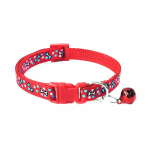 Zgarda ajustabila cu clopotel pentru caini si pisici, 18-32cm/1cm, Imprimeu Os, Rosu, Ropet