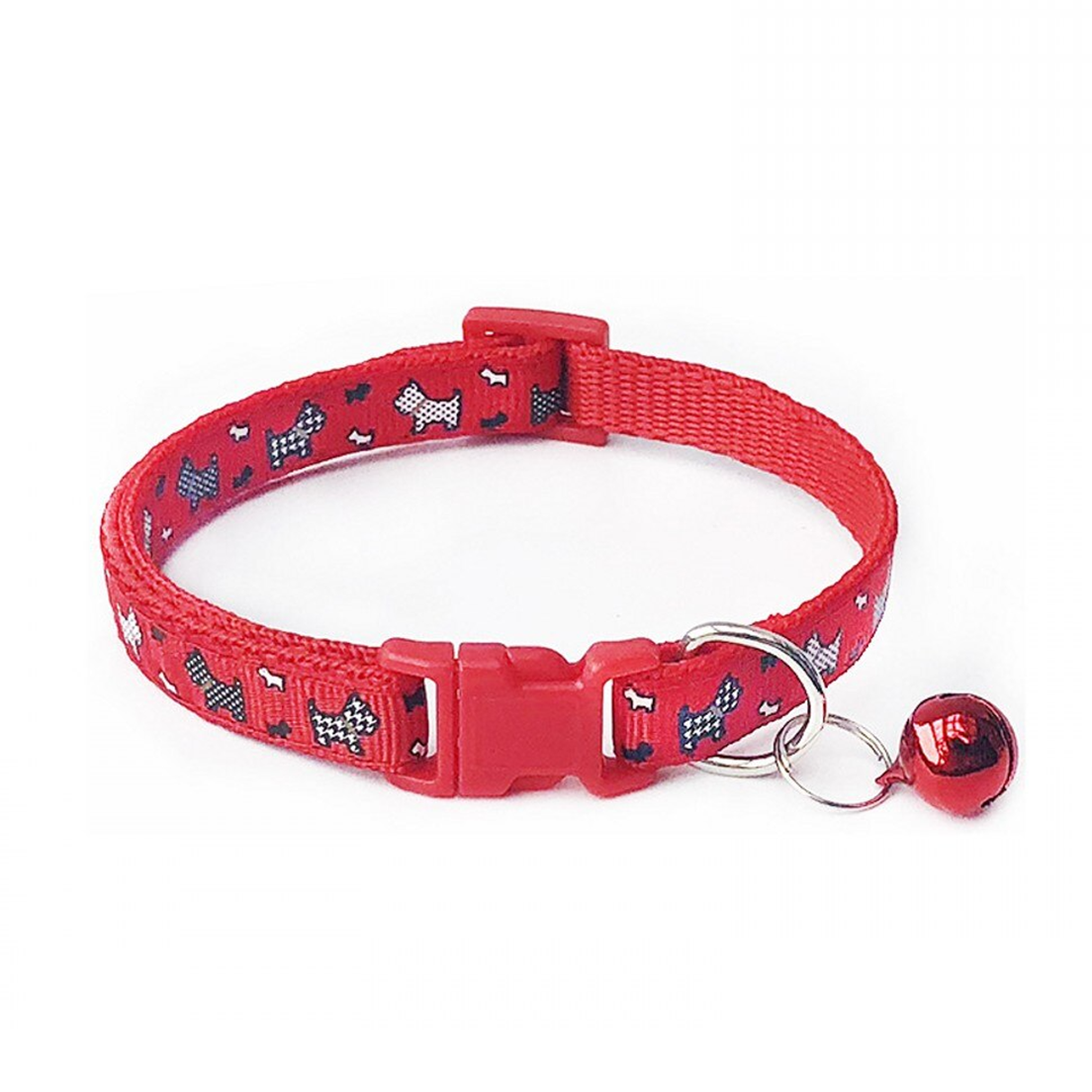 Zgarda ajustabila cu clopotel pentru caini si pisici Zgarda ajustabila cu clopotel pentru caini si pisici, 18-32cm/1cm, Imprimeu, Rosu, Ropet - imagine 1