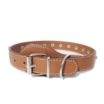 Zgarda Ropet din piele cu strasuri, pentru caini, 55cm/25mm, Maro