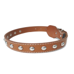 Zgarda Ropet din piele cu strasuri, pentru caini, 40cm/15mm, Maro - imagine 2