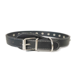 Zgarda Ropet din piele cu strasuri, pentru caini, 40cm/15mm, Negru