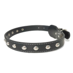 Zgarda Ropet din piele cu strasuri, pentru caini, 40cm/15mm, Negru - imagine 2