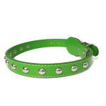 Zgarda Ropet din piele cu strasuri, pentru caini, 40cm/15mm, Verde - imagine 2