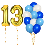 Set 14 Baloane Aniversare 13 Ani, Baiat, Albastru, Ropet