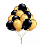 Set 10 Baloane Latex Auriu si Negru, 30 cm, Ropet