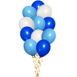 Set 12 Baloane Latex Albastru, Alb Si Albastru Deschis, 30 cm, Ropet