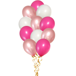 Set 12 Baloane Latex Roz, Alb Si Roz Auriu, 30 cm, Ropet