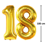 Balon Folie Cifra 18 Auriu, 100 cm, Pentru Majorat, Ropet - imagine 2