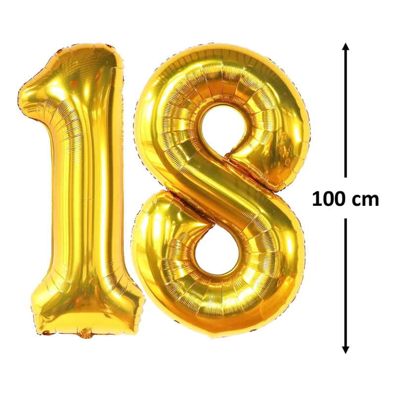 Balon Folie Cifra 18 Auriu, 100 cm, Pentru Majorat, Ropet - imagine 2