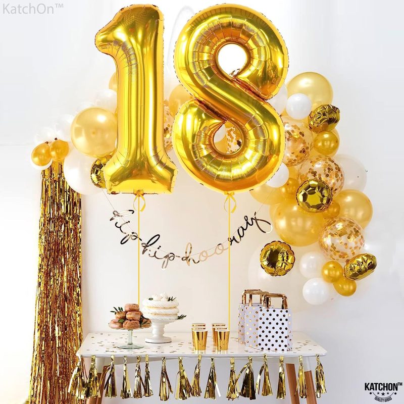 Balon Folie Cifra 18 Auriu, 100 cm, Pentru Majorat, Ropet - imagine 4