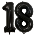 Balon Folie Cifra 18 Negru, 80 cm, Pentru Majorat, Ropet