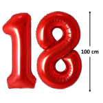 Balon Folie Cifra 18 Rosu, 100 cm, Pentru Majorat, Ropet - imagine 2
