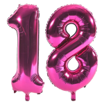 Balon Folie Cifra 18 Roz, 100 cm, Pentru Majorat, Ropet