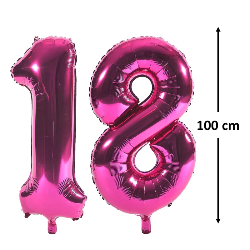 Balon Folie Cifra 18 Roz, 100 cm, Pentru Majorat, Ropet - imagine 2