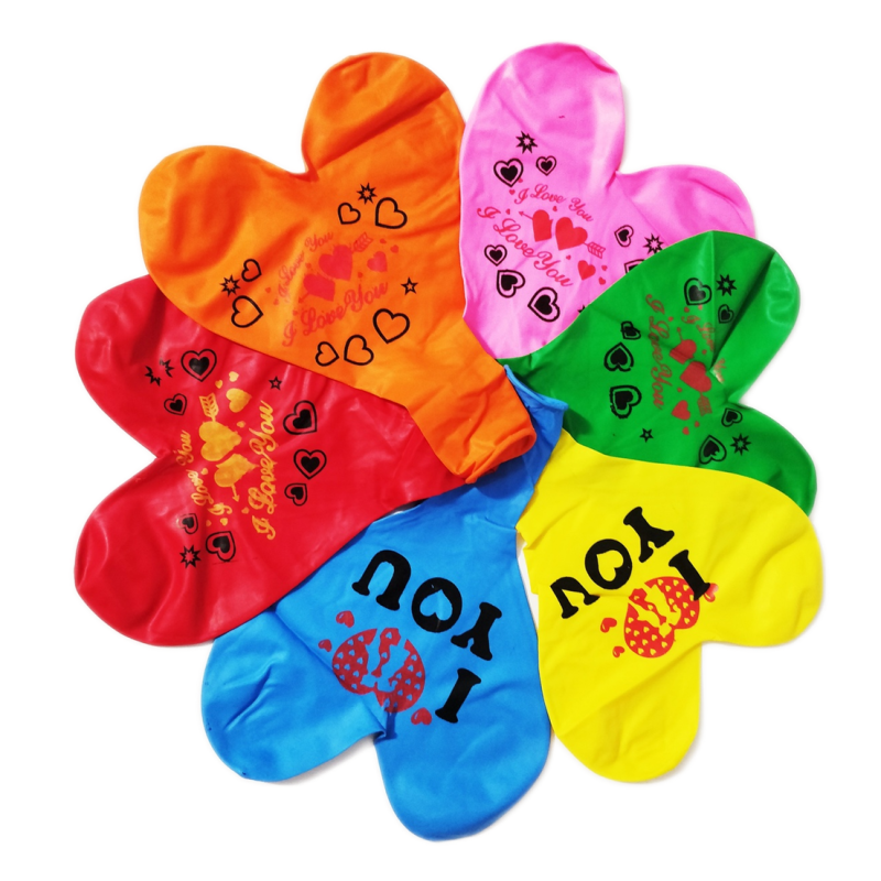 Set 10 Baloane Latex Gigant, Multicolor, Forma Inima, 50 cm, Ropet - imagine 3