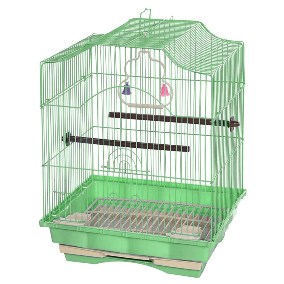 Colivie Patrata 43 x 35 x 28 cm Colivie Patrata 43 x 35 x 28 cm, pentru pasari exotice, Verde - imagine 1