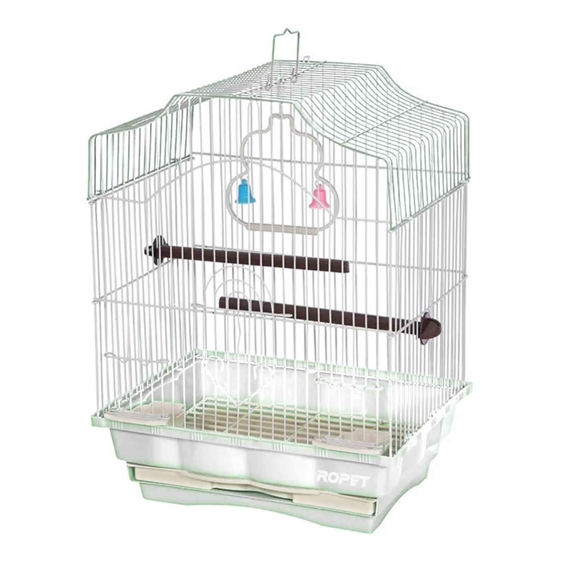 Colivie Patrata 39 x 30 x 23 cm Colivie Patrata 39 x 30 x 23 cm, pentru pasari exotice, Tava Alb - imagine 1
