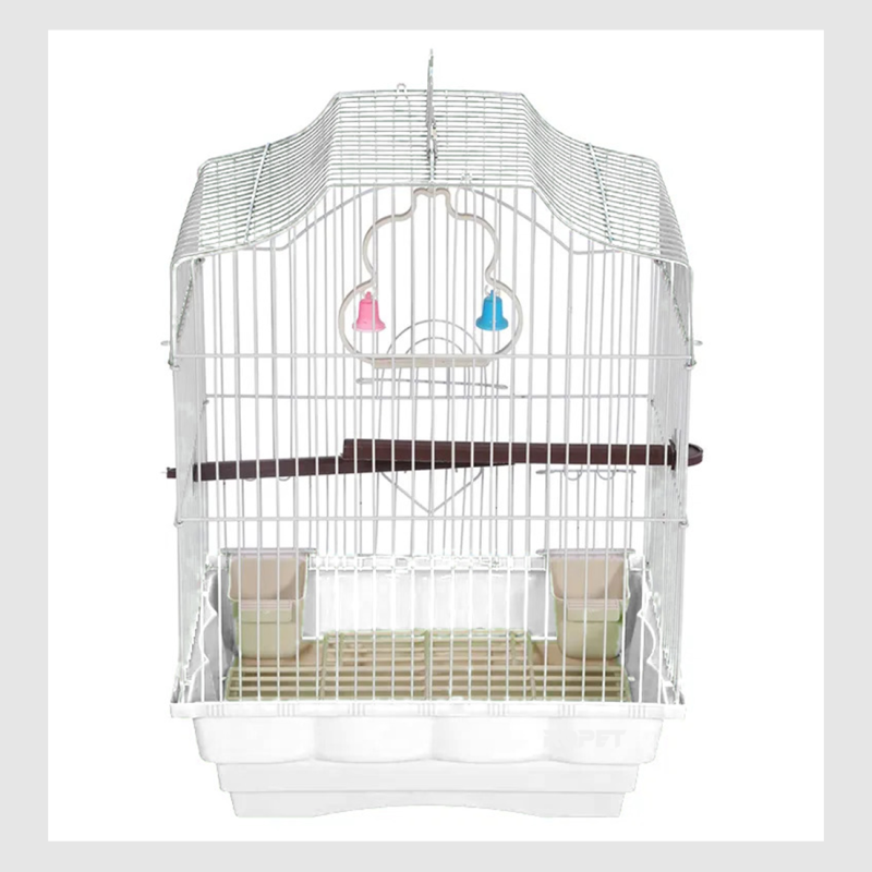 Colivie Patrata 39 x 30 x 23 cm, pentru pasari exotice, Tava Alb - imagine 4