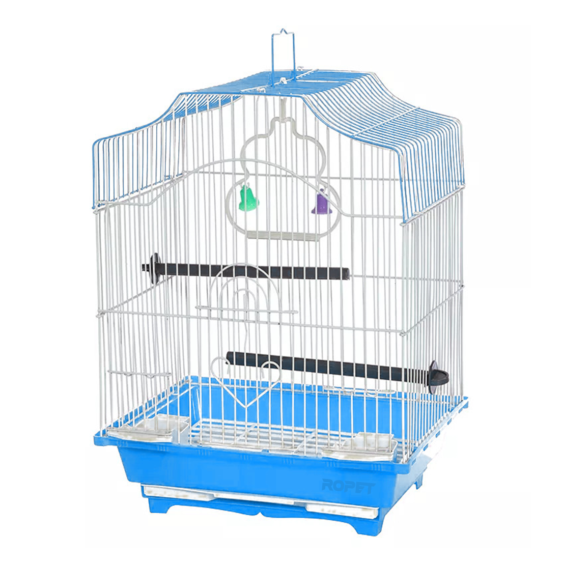Colivie Patrata 39 x 30 x 23 cm Colivie Patrata 39 x 30 x 23 cm, pentru pasari exotice, Tava Albastru - imagine 1
