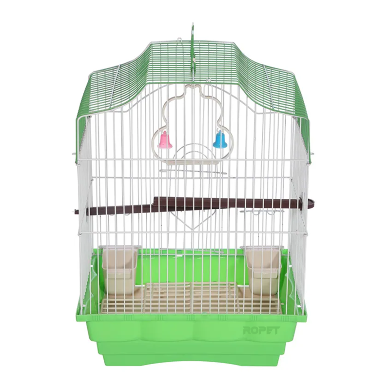 Colivie Patrata 39 x 30 x 23 cm, pentru pasari exotice, Tava Verde - imagine 4