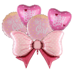Set 5 Baloane Folie Baby Shower It's A Girl, Roz, 45 cm – 80 cm, Ropet