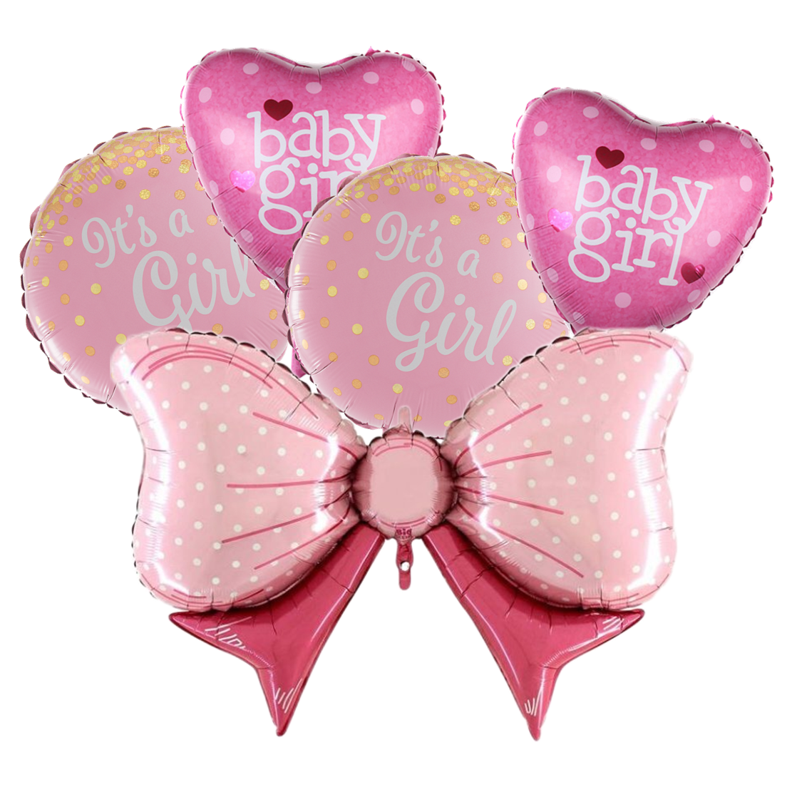 Set 5 baloane folie Set 5 Baloane Folie Baby Shower It's A Girl, Roz, 45 cm – 80 cm, Ropet - imagine 1