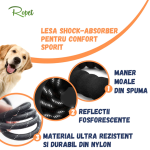 Lesa cu arc amortizor pentru caini, reflectorizanta, 1.5m, Albastru, Ropet - imagine 4