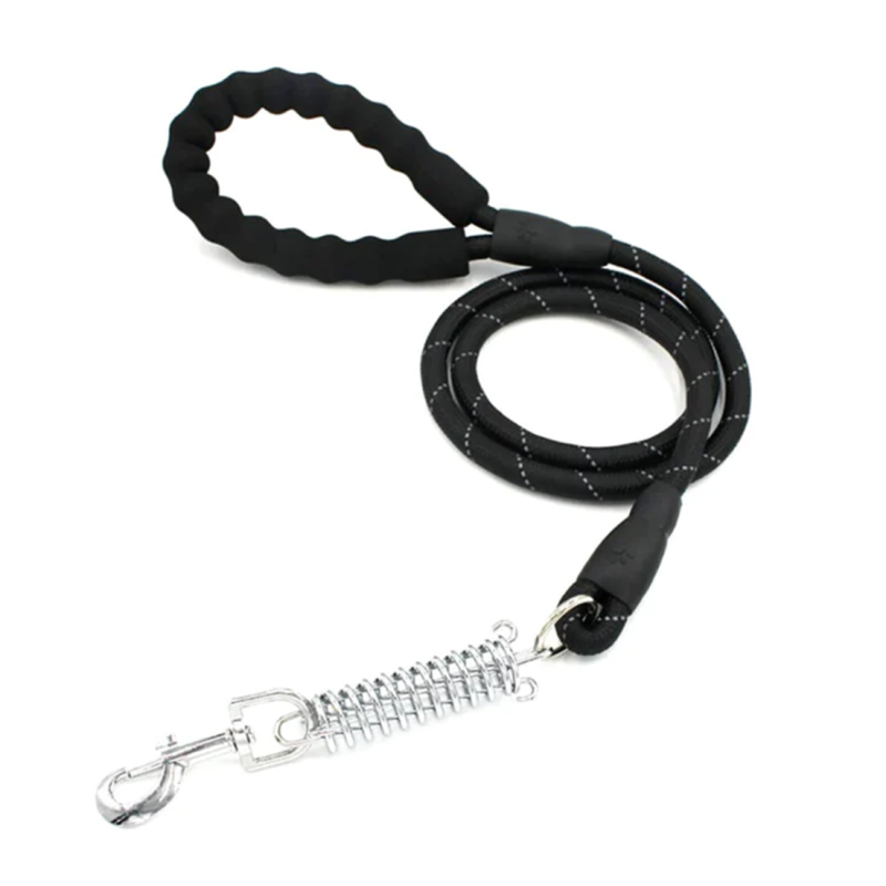 Lesa cu arc amortizor pentru caini, reflectorizanta, 1.5m, Negru, Ropet - imagine 2