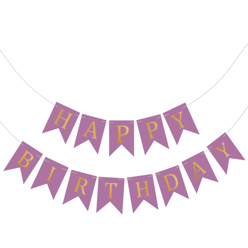 Set 5 Baloane Confetti Si Banner Happy Birthday Mov, Ropet - imagine 2