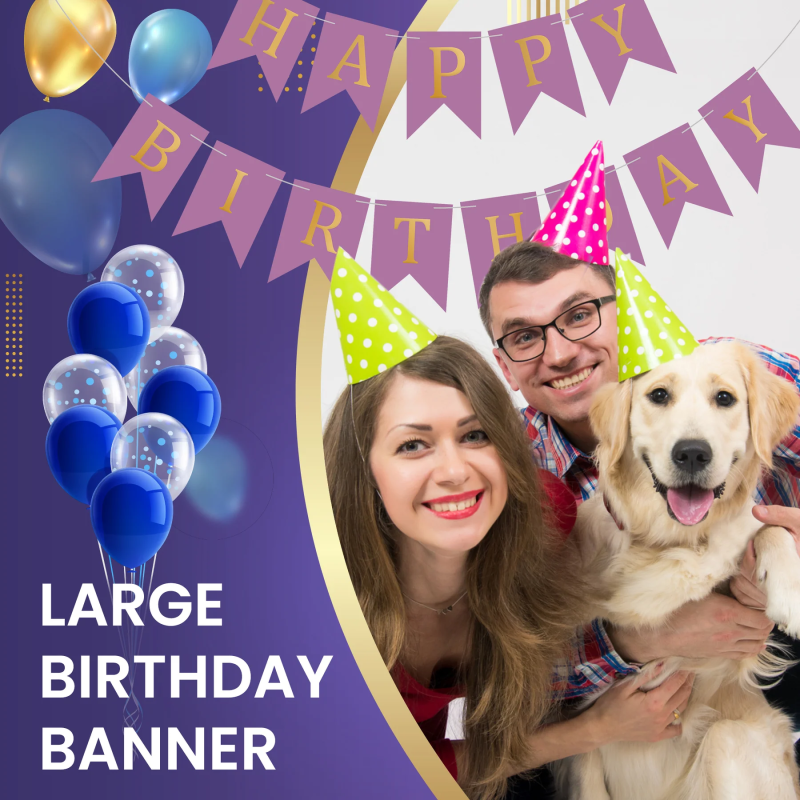 Set 5 Baloane Confetti Si Banner Happy Birthday Mov, Ropet - imagine 6