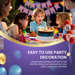 Set 5 Baloane Confetti Si Banner Happy Birthday Mov, Ropet - imagine 8