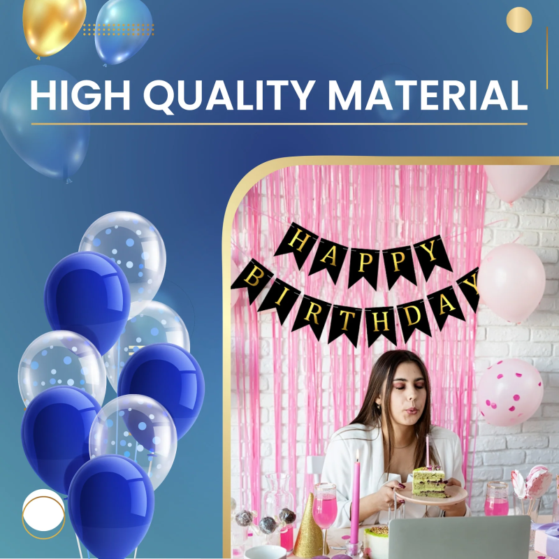 Banner Happy Birthday Ghirlanda Decor Aniversare, Negru, 2.5 m x 17 cm, Ropet - imagine 3