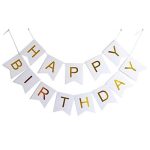 Set 5 Baloane Confetti Si Banner Happy Birthday Alb, Ropet - imagine 2