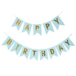 Banner Happy Birthday Ghirlanda Decor Aniversare, Albastru Deschis, 2.5 m x 17 cm, Ropet