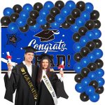 Set Baloane Pentru Arcada Cu Ghirlanda Happy Birthday, 115 Bucati, Albastru Si Negru, Ropet - imagine 4