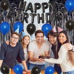 Set Baloane Pentru Arcada Cu Ghirlanda Happy Birthday, 115 Bucati, Albastru Si Negru, Ropet - imagine 6