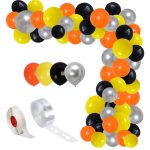 Set Baloane Pentru Arcada, 150 Bucati, Portocaliu, Galben, Negru Si Argintiu, Ropet