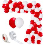 Set Baloane Pentru Arcada, 150 Bucati, Rosu Si Alb, Ropet