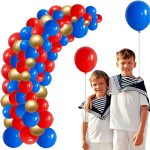 Set Baloane Pentru Arcada Cu Ghirlanda Happy Birthday, 115 Bucati, Rosu, Albastru Si Auriu, Ropet - imagine 3